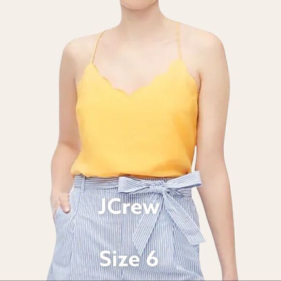 J CREW YELLOW SCALLOPED CAMI TOP 6  - Picture 1 of 7